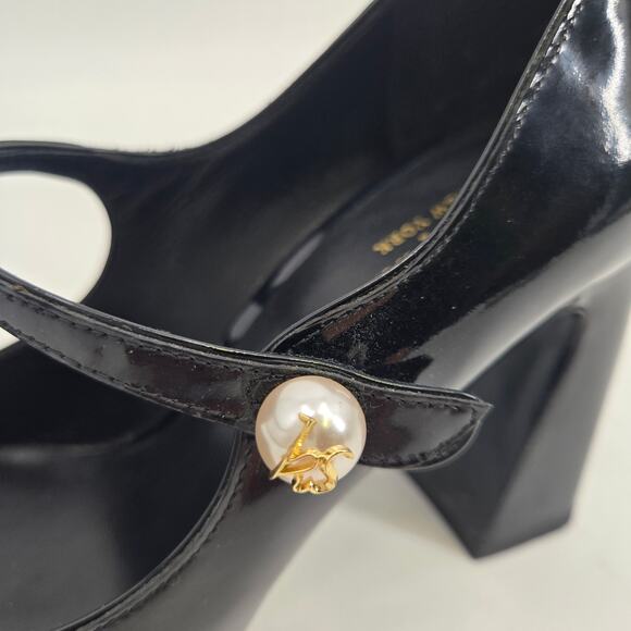 kate spade new york 8 Maren Pearl Patent Leather Mary Jane Pump Strap Almond - Picture 6 of 16